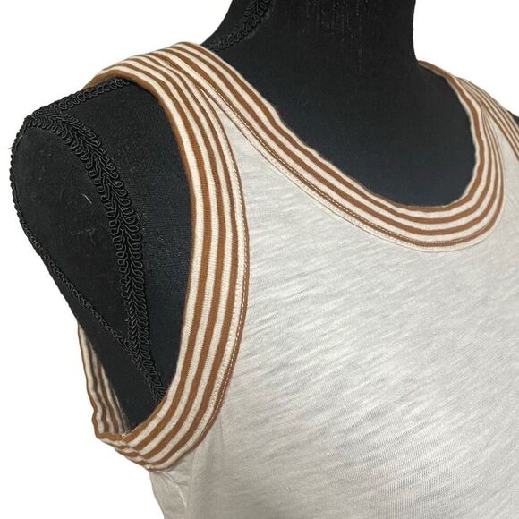 Madewell White and Tan Striped Ringer Tank - Picture 2 of 7